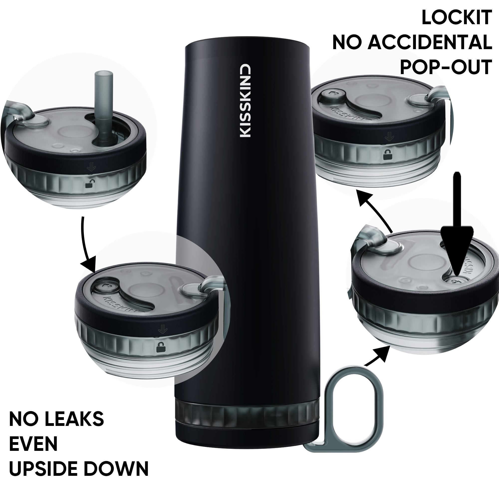 Kisskind Iced Coffee Tumbler – Insulated Leak-Proof Cup with Hidden Straw
