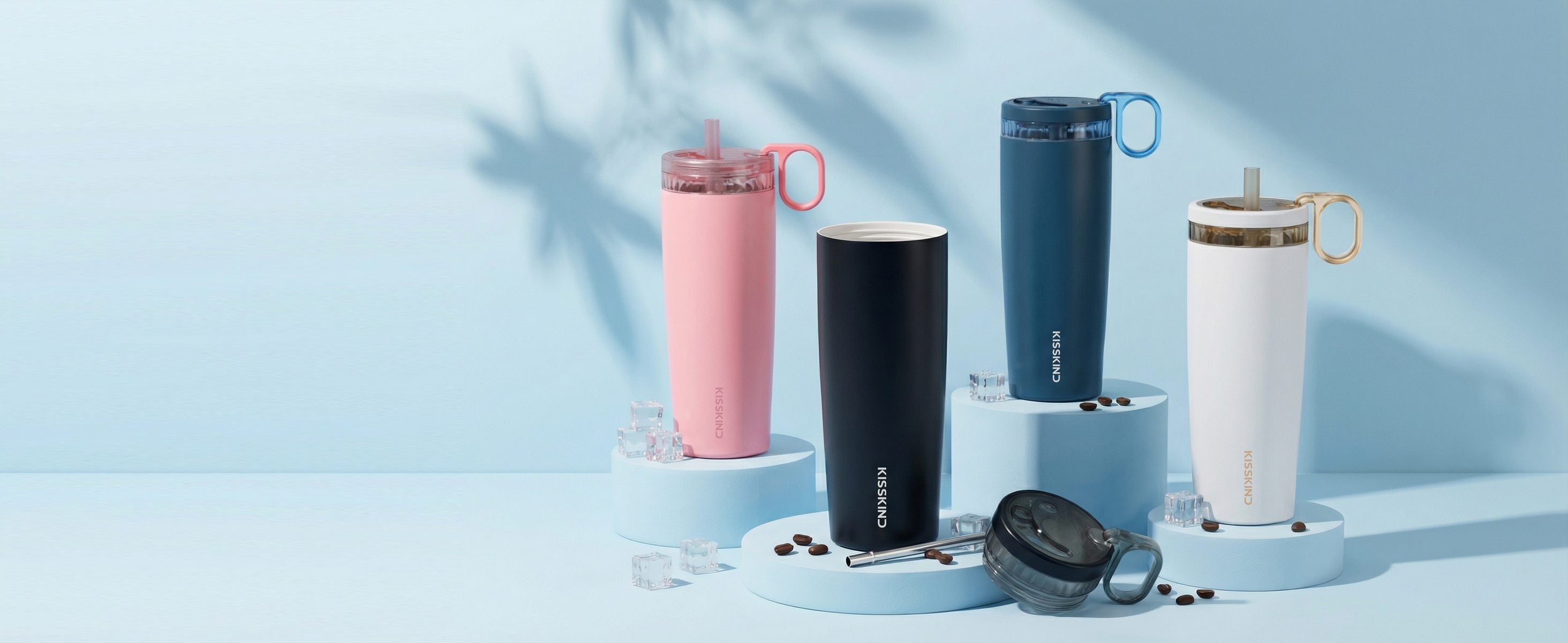 KissKind product lineup with iced coffee colors.