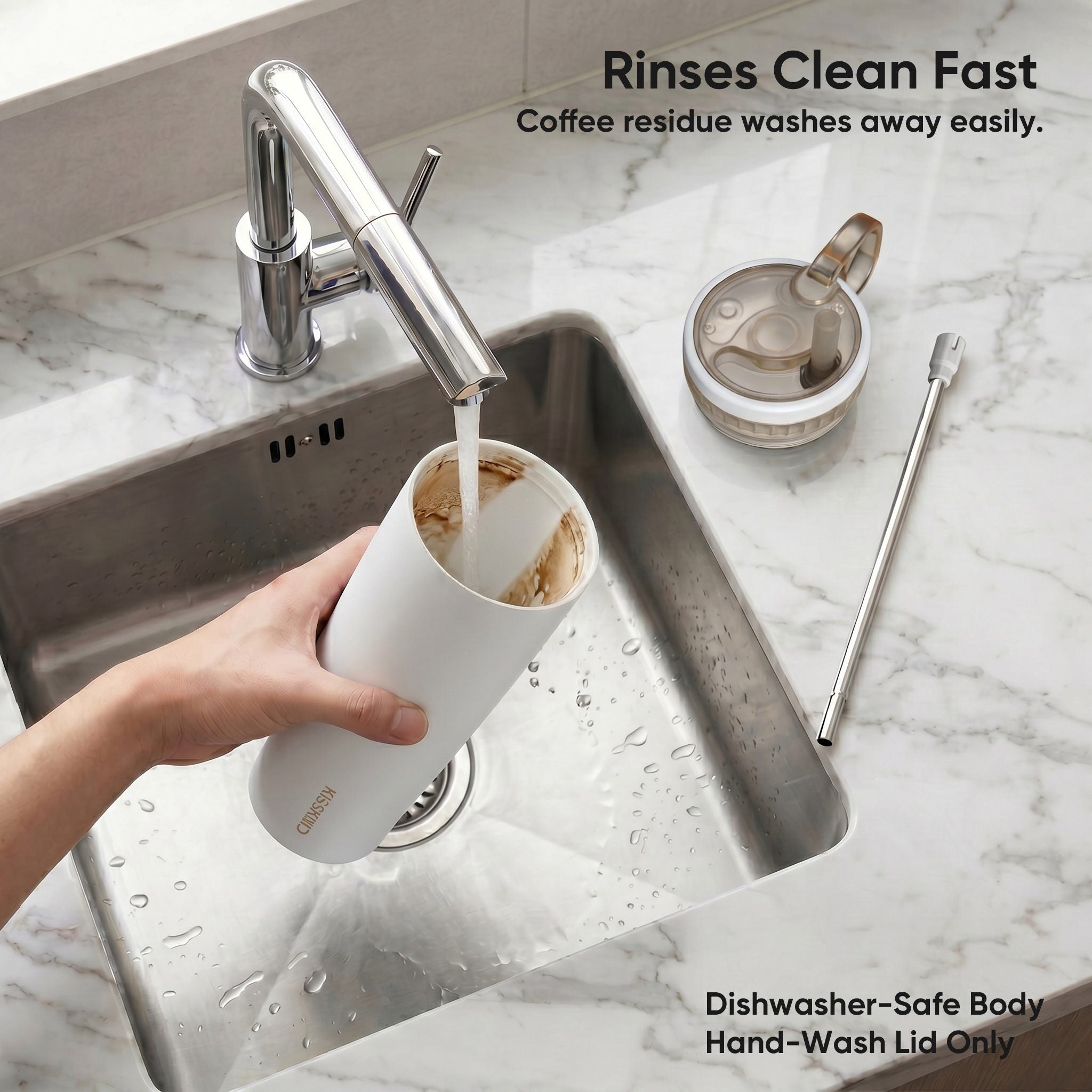 Rinses clean after coffee