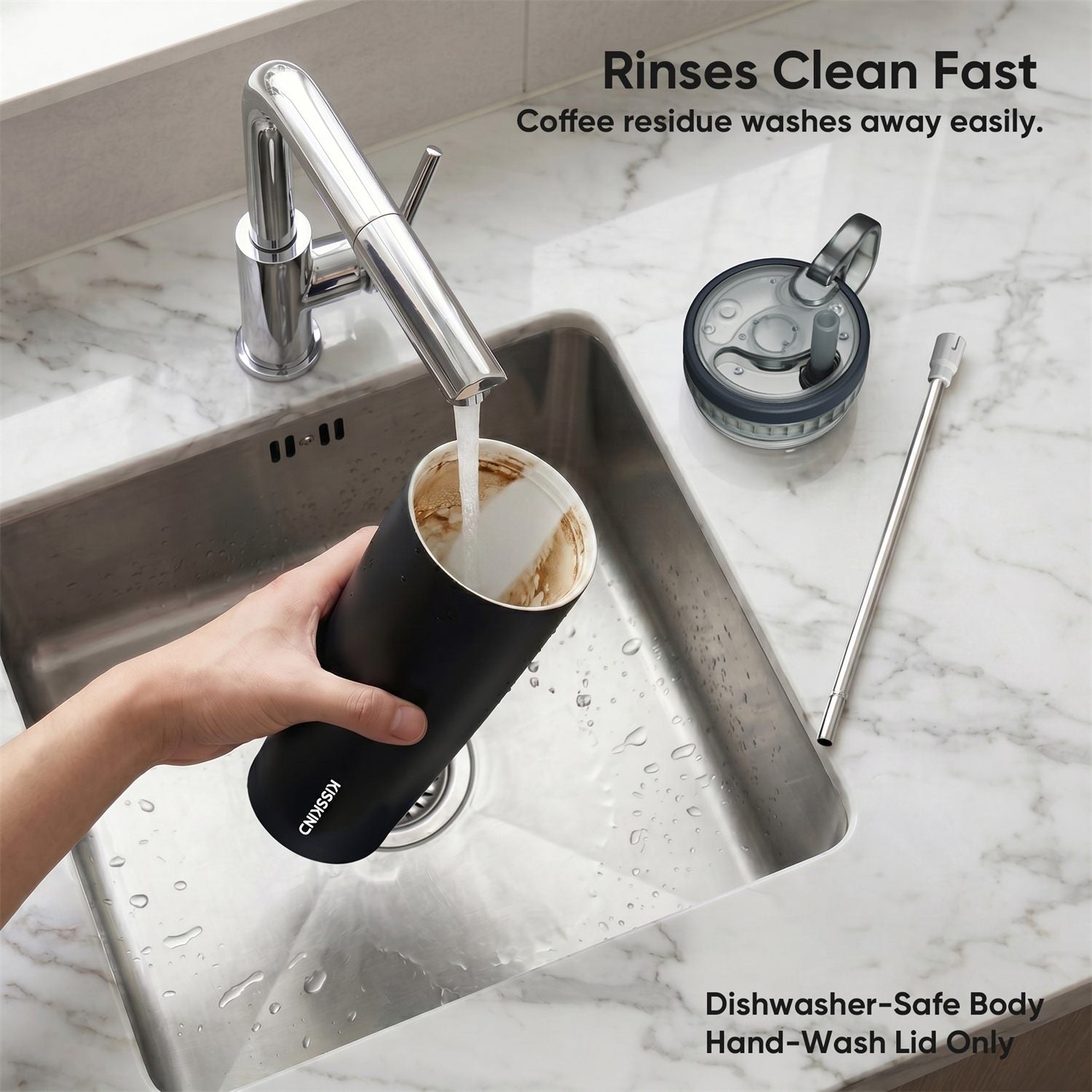 Coffee residue washes away