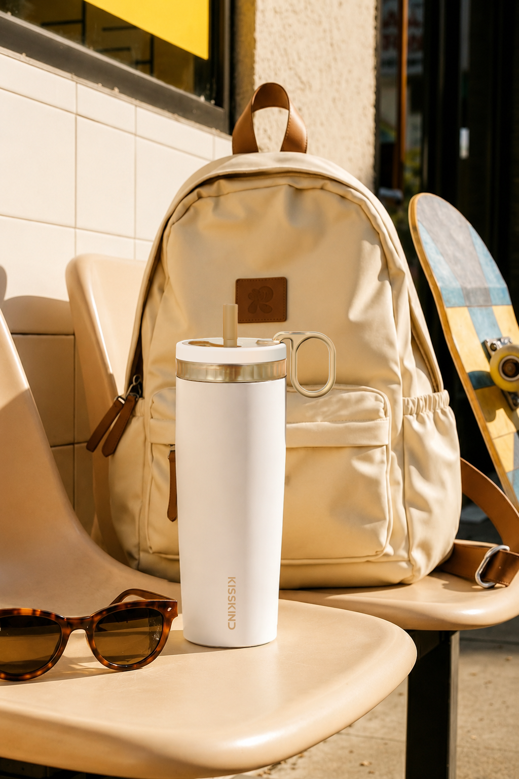 KissKind leakproof cup carried in a bag