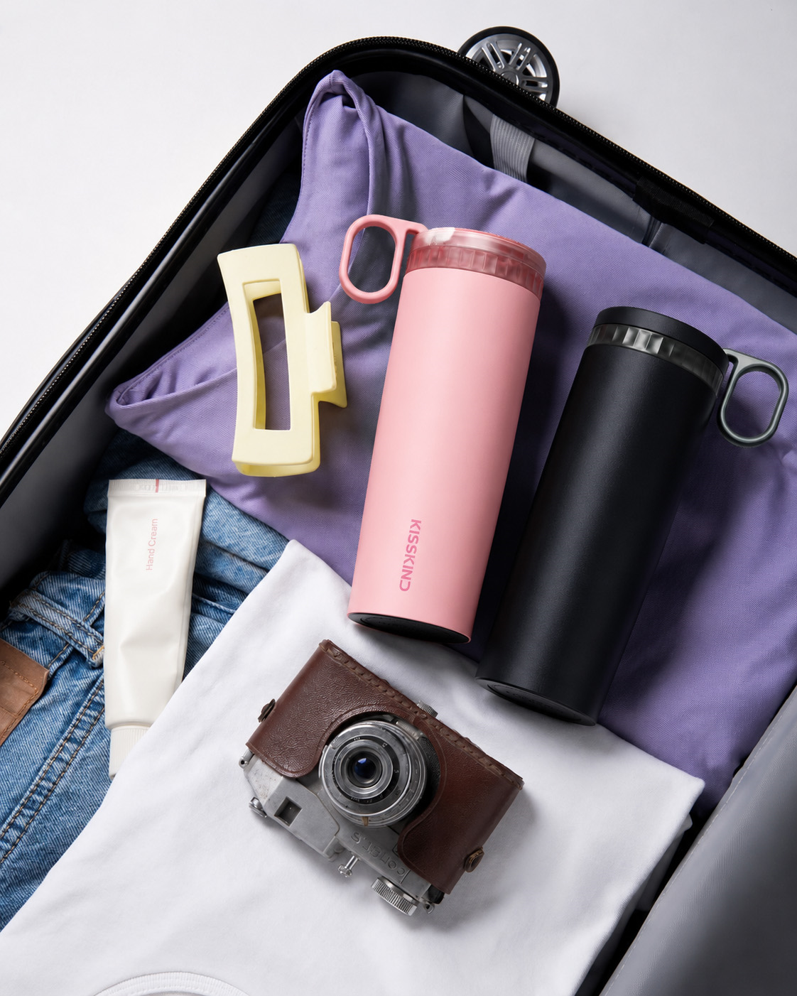 KissKind cup carried near bag essentials