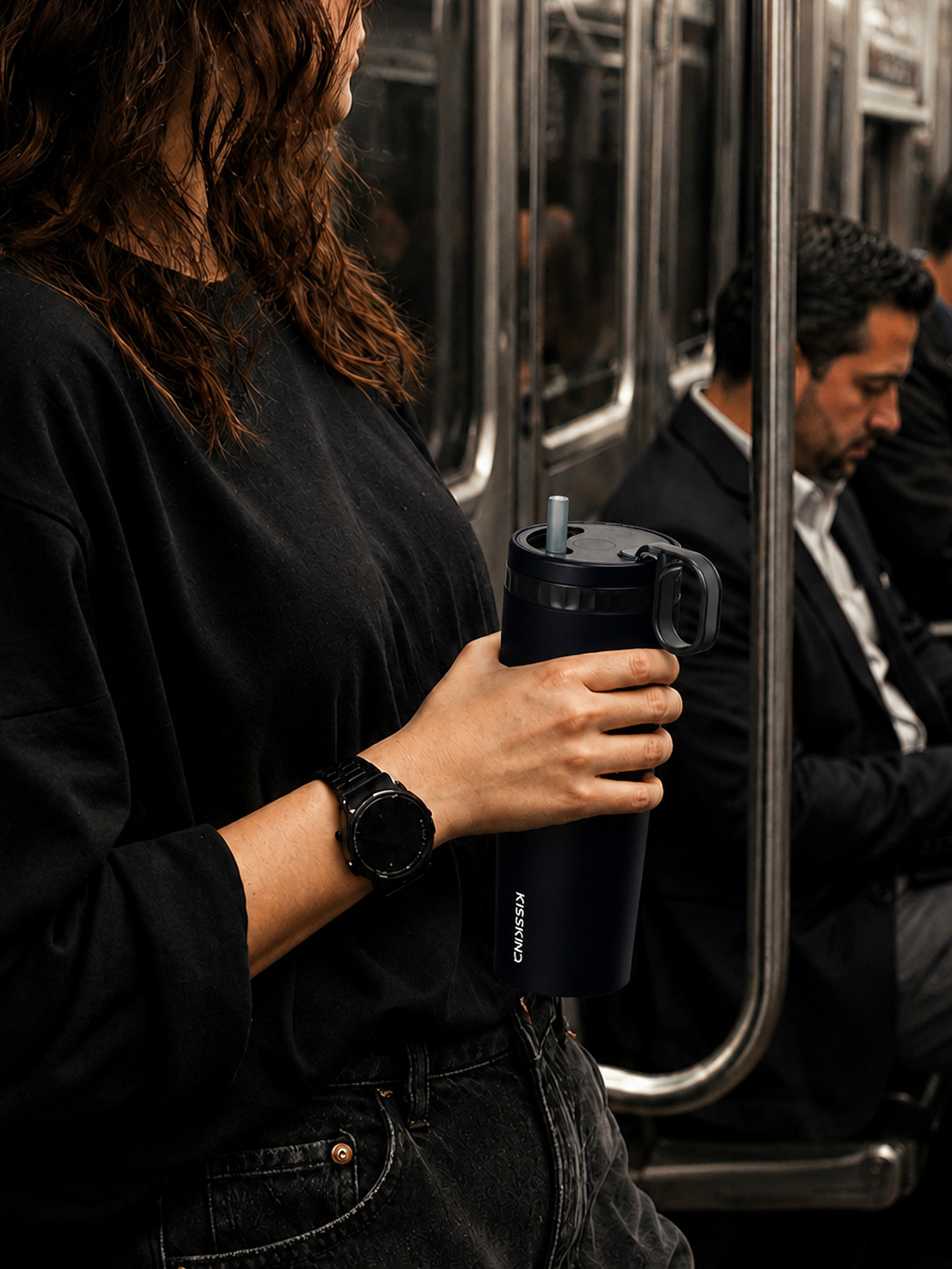 KissKind cup in a transit carry moment