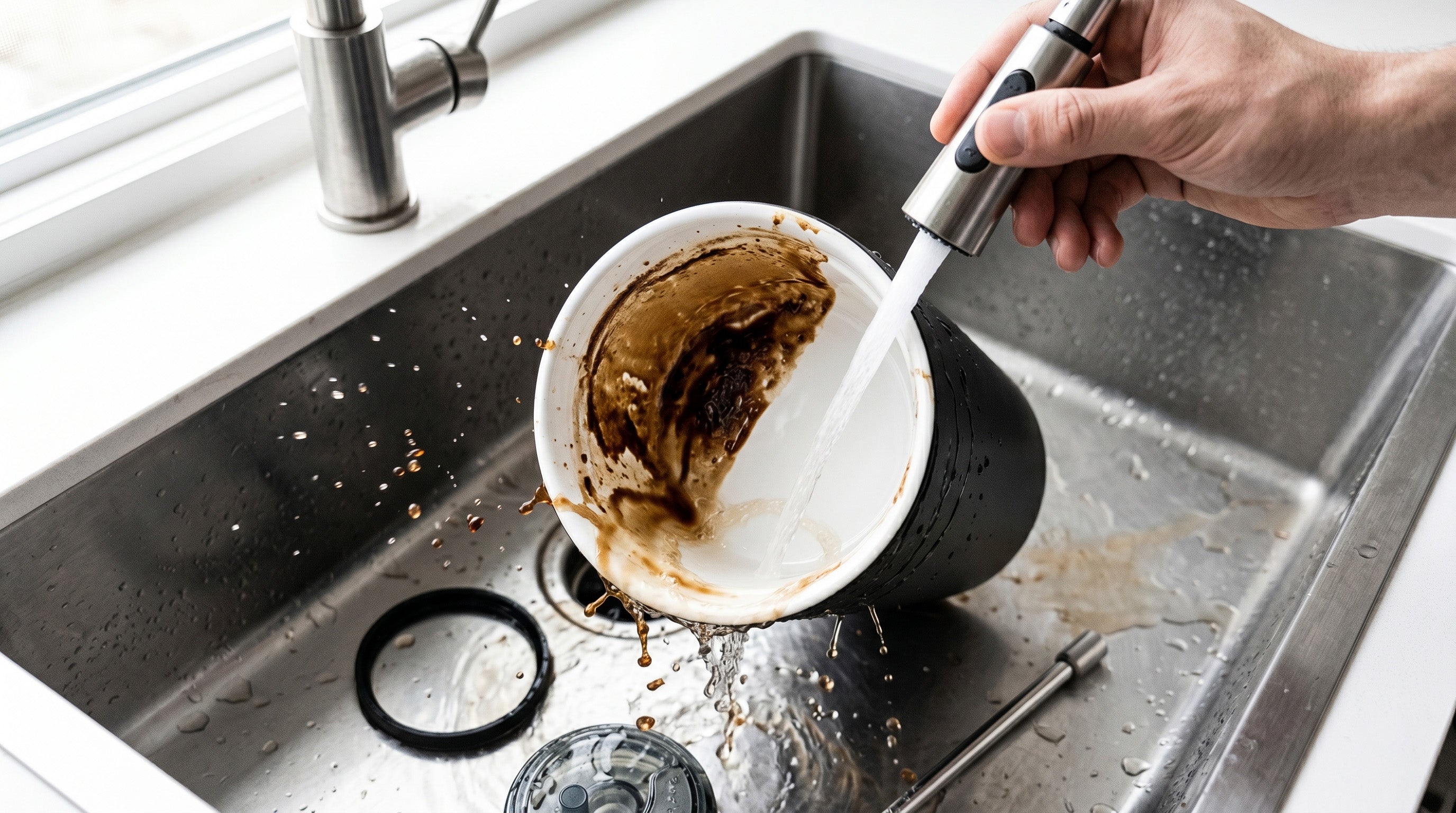 KissKind cup and lid parts rinsed after coffee